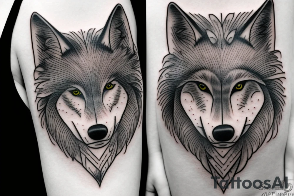 japanese wolf tattoo idea