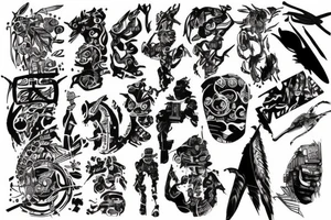 Cyberpunk, tribal, Japanese writing tattoo idea