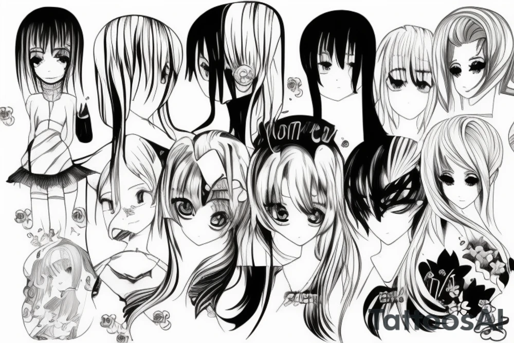 anime girl tattoo idea