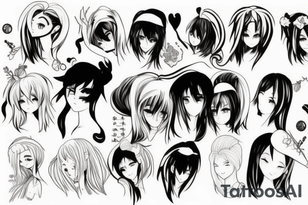 anime girl tattoo idea
