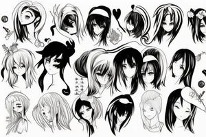 anime girl tattoo idea