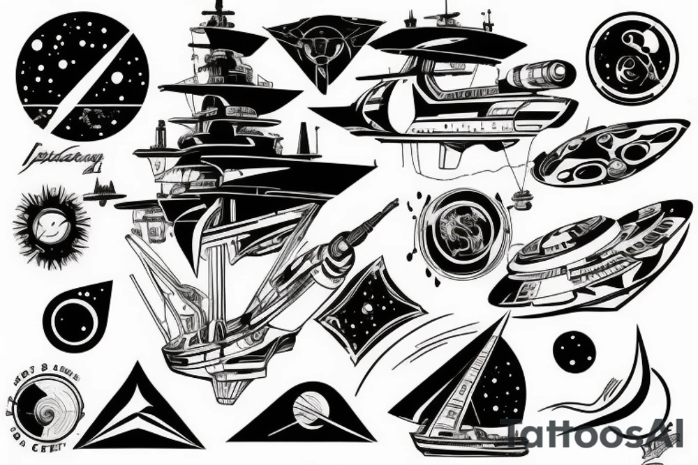 Startrek ship comming from warp tattoo idea