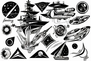 Startrek ship comming from warp tattoo idea