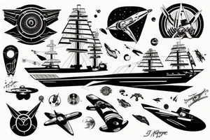 Startrek ship comming from warp tattoo idea