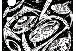 Star trek spaceship is comming from warp tattoo idea