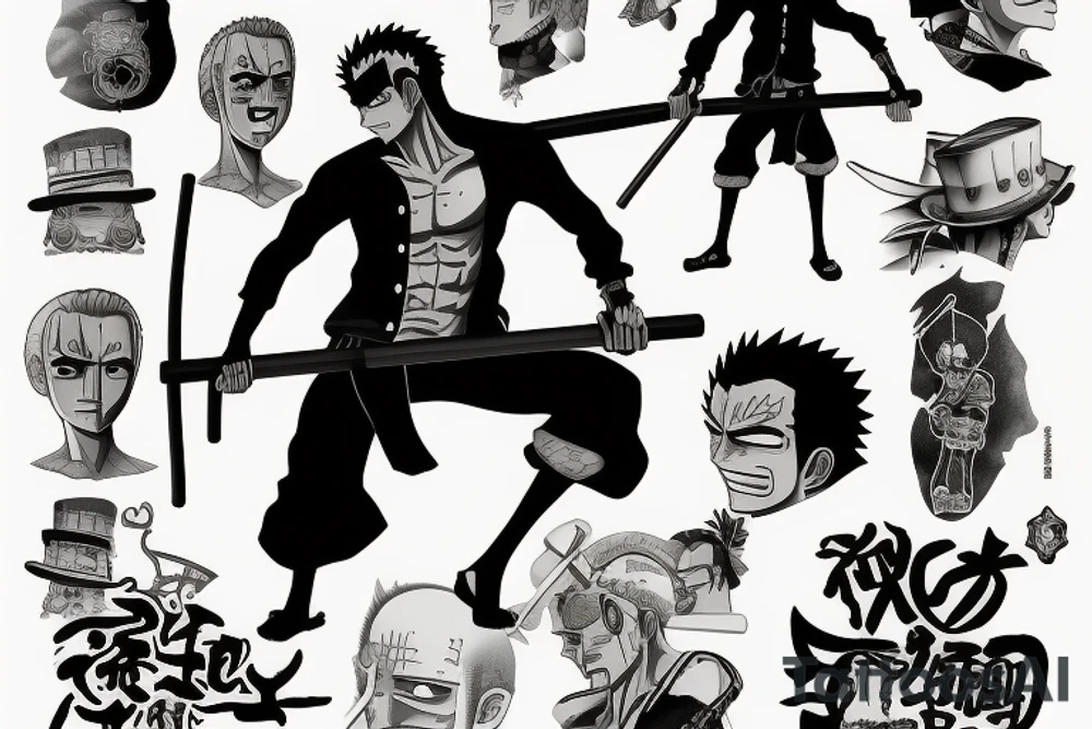 roronoa zoro from one piece tattoo idea