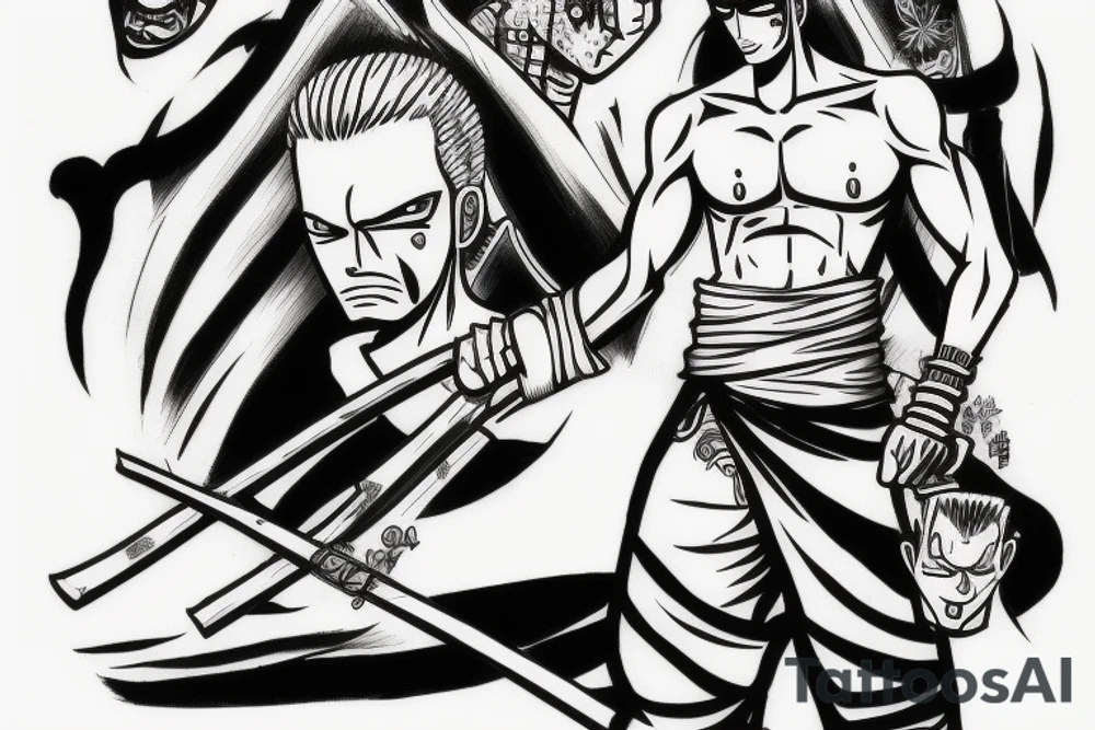 roronoa zoro from one piece tattoo idea