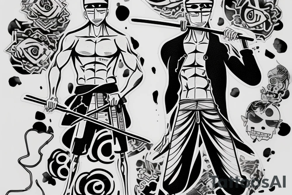 roronoa zoro from one piece tattoo idea