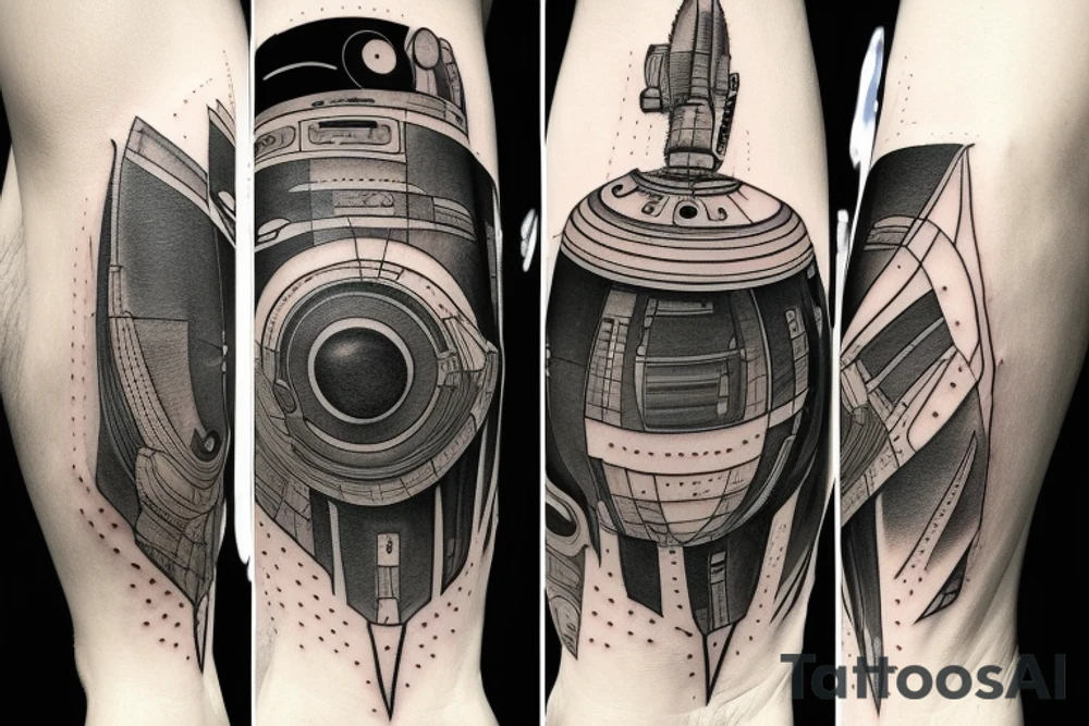 Star trek spaceship is comming from warp tattoo idea