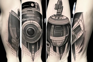 Star trek spaceship is comming from warp tattoo idea