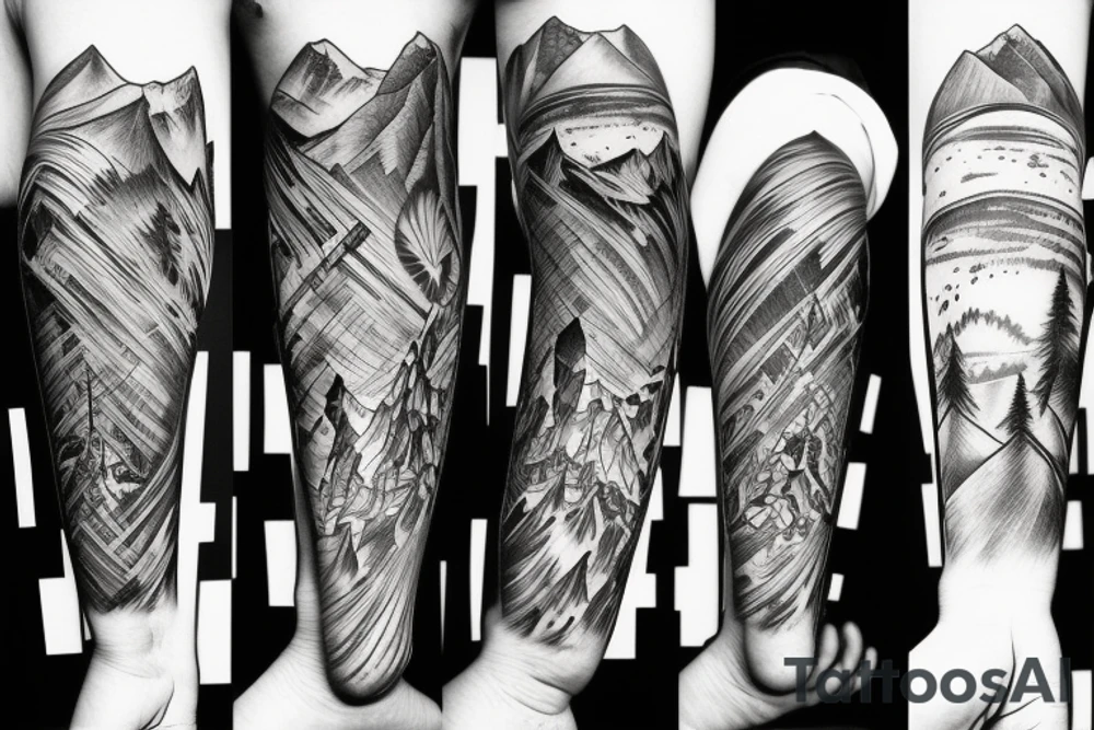 Ski jumping and mountain tattoo idea