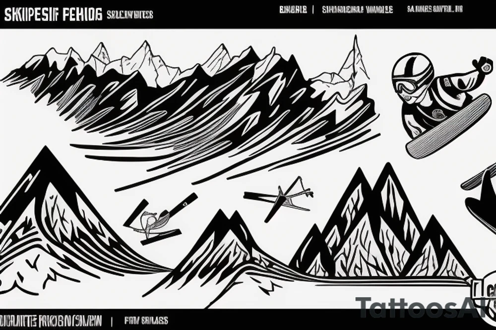 Ski jumping and mountain tattoo idea