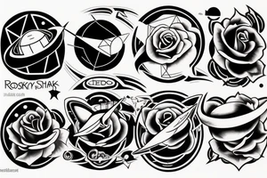 Shark, rose, solar system, greek statue tattoo idea