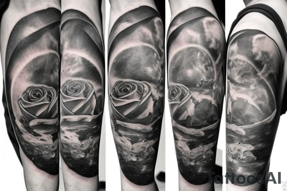 Shark, rose, solar system, greek statue tattoo idea