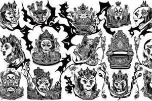 sad jester on royal throne tattoo idea