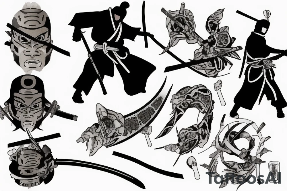 Lonely samurai ninja tattoo idea