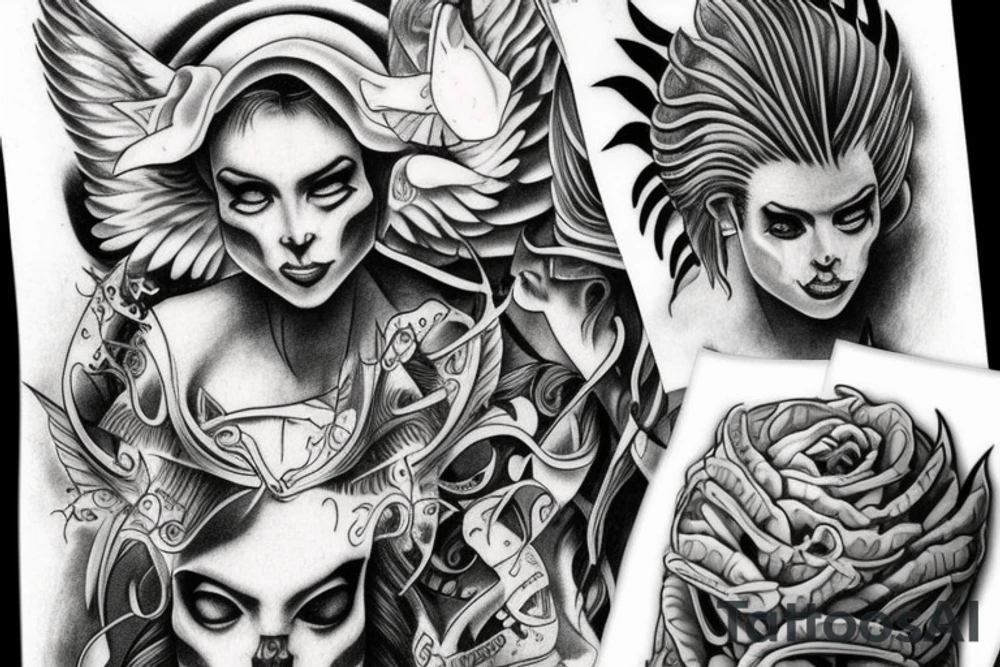 Devil and Angel tattoo idea