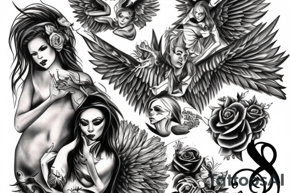 Devil and Angel tattoo idea