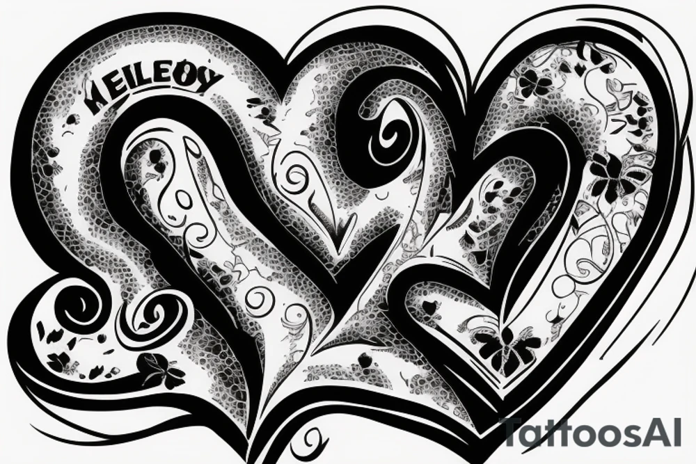 inscription melancholy, broken heart under the inscription tattoo idea