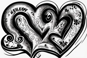 inscription melancholy, broken heart under the inscription tattoo idea