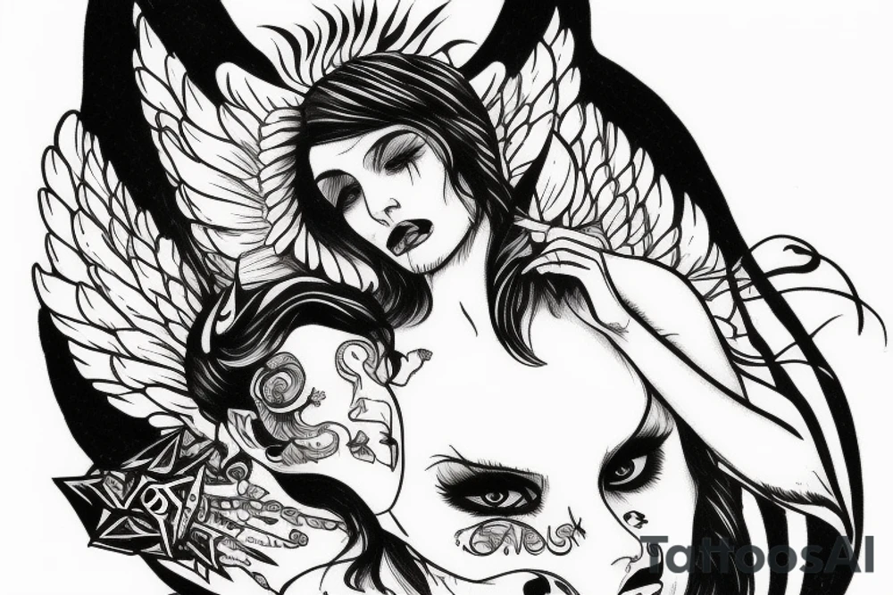 Small devil and angel Like mitology tattoo idea