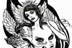 Small devil and angel Like mitology tattoo idea