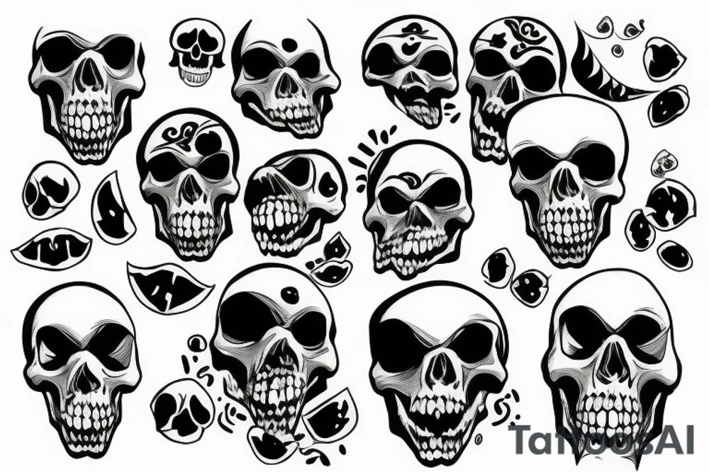 one skull with open mouth tattoo idea
