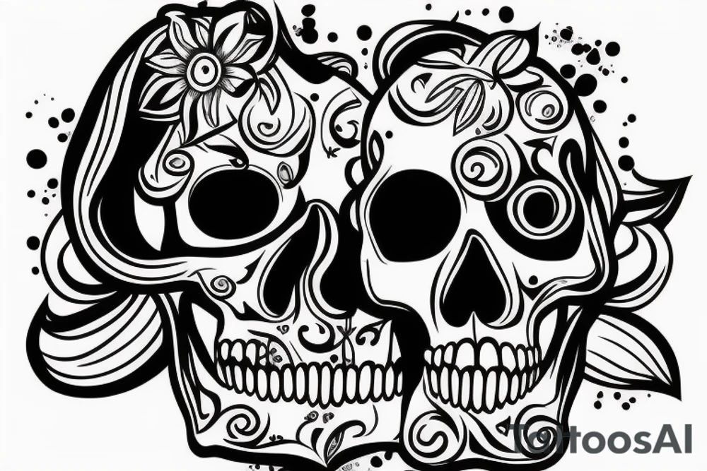 one skull with open mouth tattoo idea