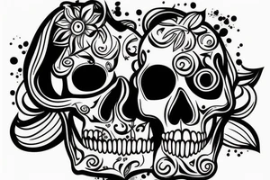 one skull with open mouth tattoo idea