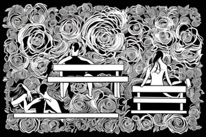A bench with two people on, on a hill tattoo idea