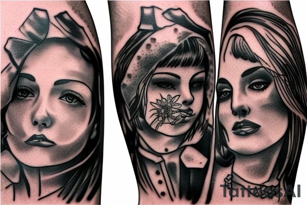 Two people on a bench on top of a hill tattoo idea