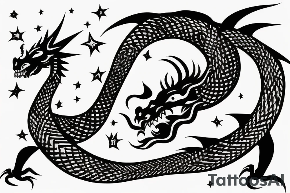 Dragon eating it’s own tale, the dragon is made with dawid’s stars tattoo idea