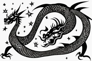 Dragon eating it’s own tale, the dragon is made with dawid’s stars tattoo idea