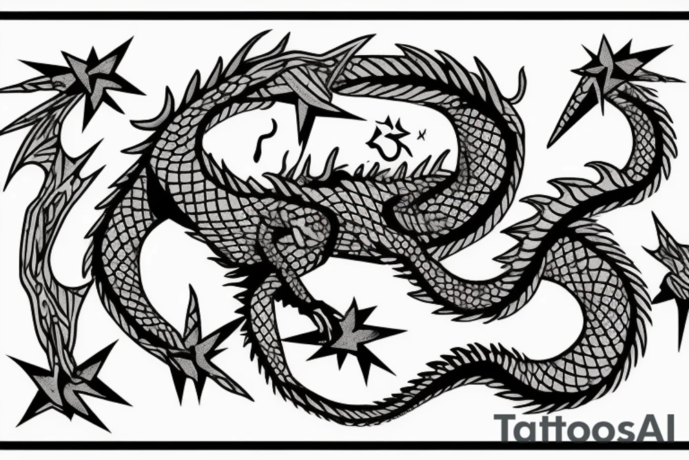 Dragon eating it’s own tale, the dragon is made with dawid’s stars tattoo idea
