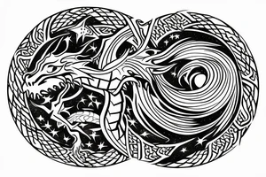 Dragon eating it’s own tale in the circle, the dragon is made with dawid’s stars tattoo idea