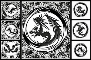 Dragon eating it’s own tale in the circle, the dragon is made with dawid’s stars tattoo idea