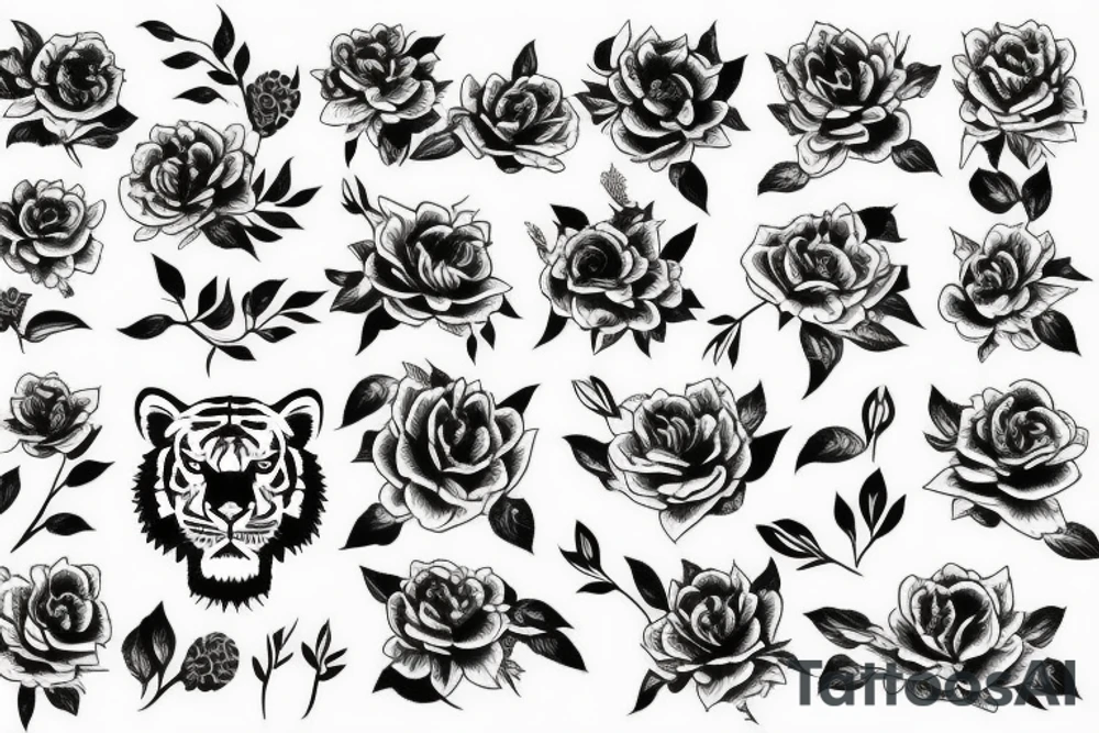 flowers tiger tattoo idea