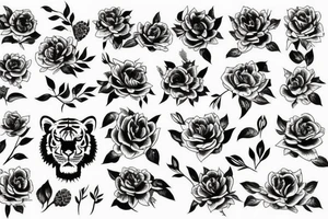flowers tiger tattoo idea