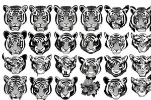 flowers tiger head tattoo idea