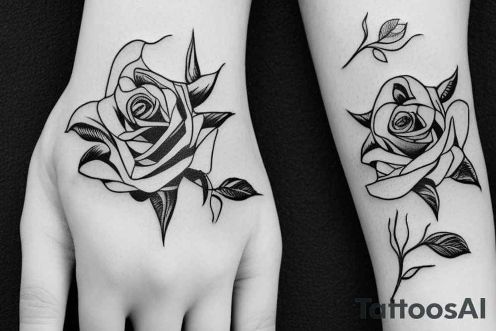 Rose on palm tattoo idea
