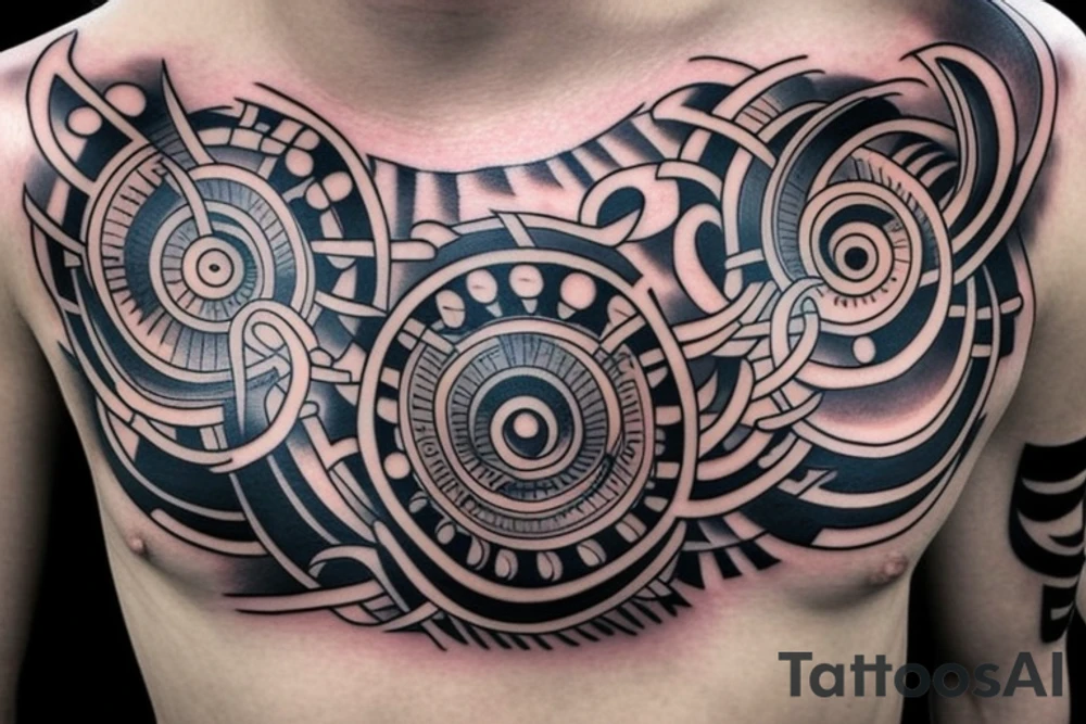 Chest tattoo like Tool album tattoo idea