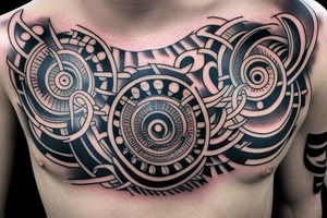 Chest tattoo like Tool album tattoo idea