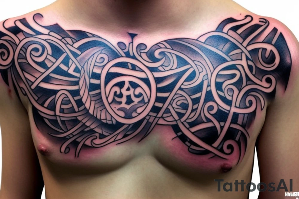 Chest tattoo like Tool album tattoo idea