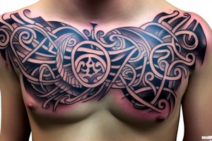 Chest tattoo like Tool album tattoo idea