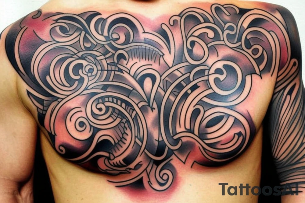 Chest tattoo like Tool album tattoo idea