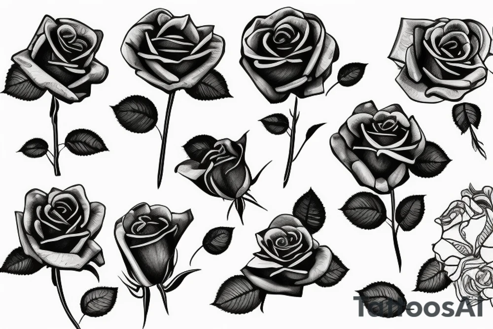 Rose with stem on palm tattoo idea