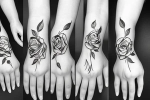 Rose with stem on palm tattoo idea