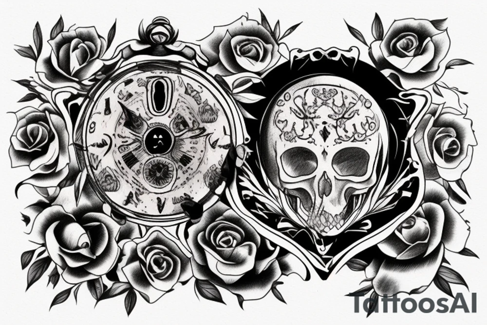 Draw me a tattoo that combines the phrases “momento Mori” and “momento vivere” tattoo idea