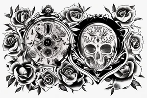 Draw me a tattoo that combines the phrases “momento Mori” and “momento vivere” tattoo idea