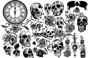 Draw me a tattoo that combines the phrases “momento Mori” and “momento vivere” tattoo idea